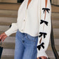 Bow Vneck Cutout Sleeve Cardigan