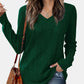 Vneck Long Sleeve Solid Shirt