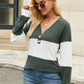 Colorblock Vneck Long Sleeve Top