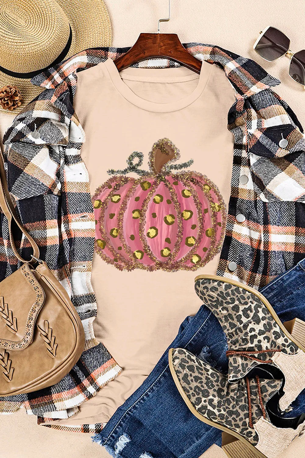 Pumpkin Leopard Tinsel T-Shirt