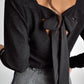 Bowknot Vneck Long Sleeve Blouse