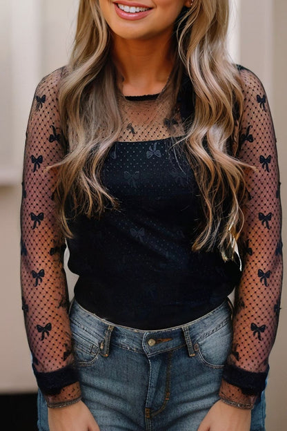 Coquette Bow Sheer Top