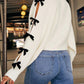 Bow Vneck Cutout Sleeve Cardigan