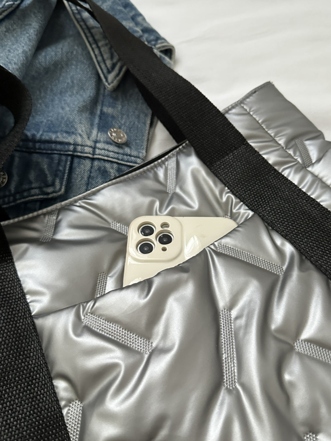 Puffer Tote Bag with Side Pockets