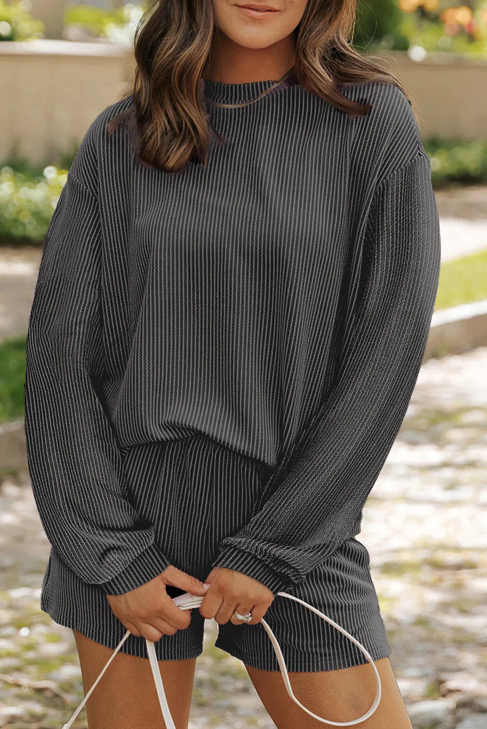 Textured Lounge Top and Shorts Set