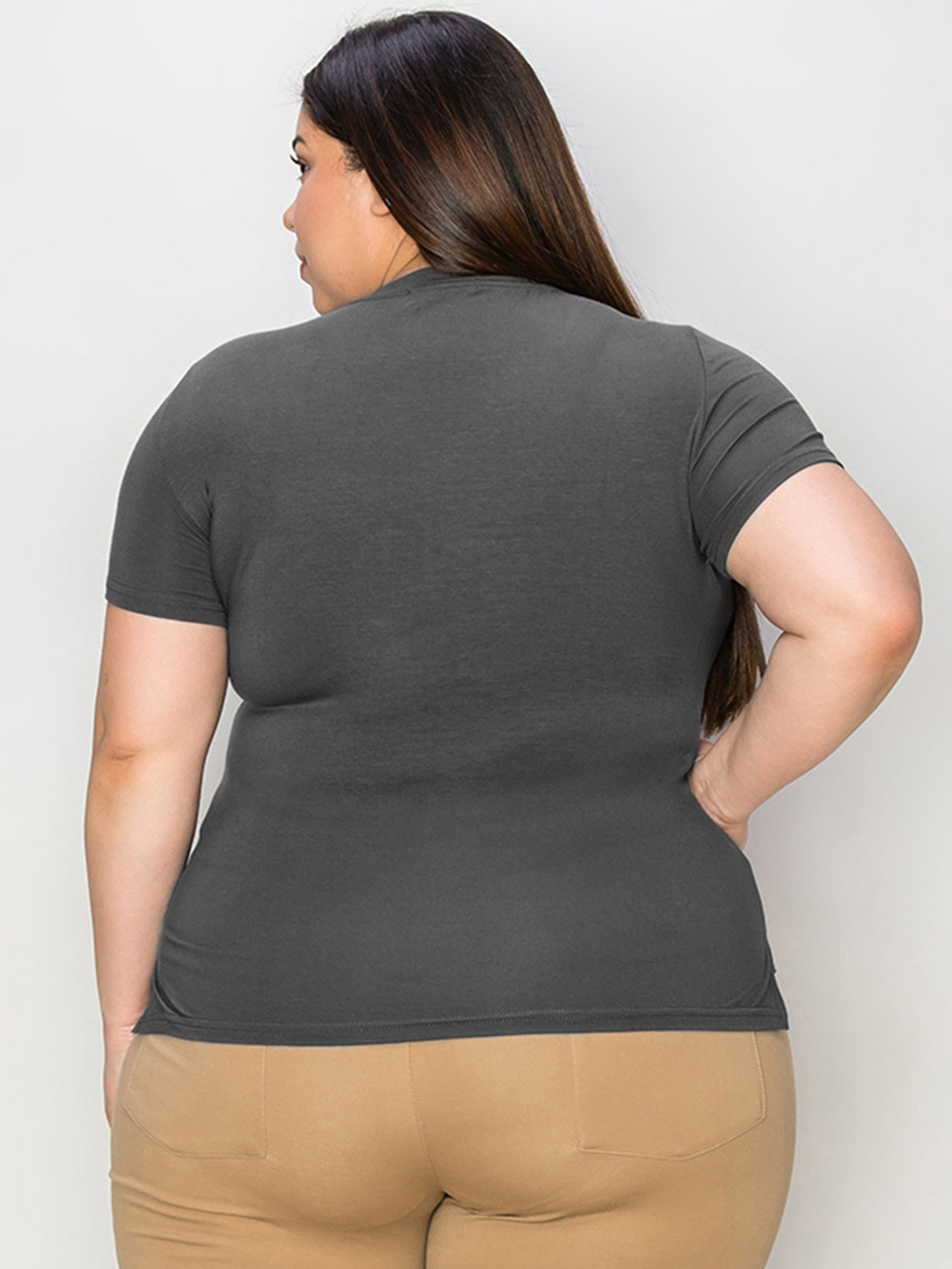 Basic Solid Vneck High-Low Tee