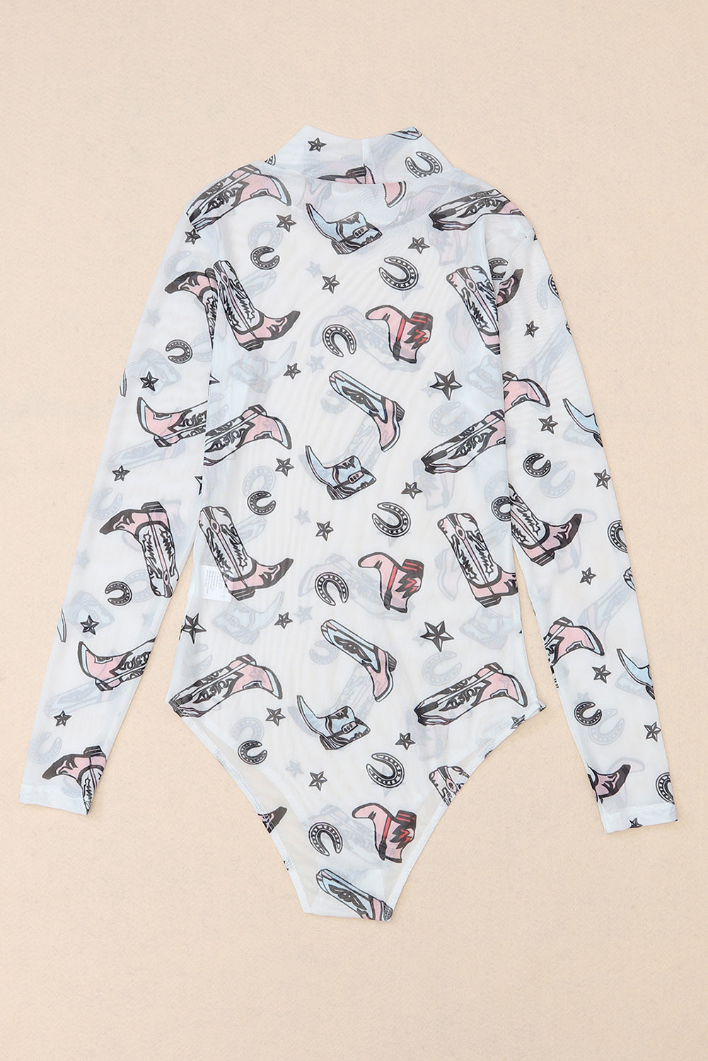 Country Cowgirl Sheer Long Sleeve Bodysuit