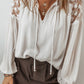 Lace Detail Tie Neck Long Sleeve Blouse