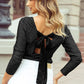 Bowknot Vneck Long Sleeve Blouse