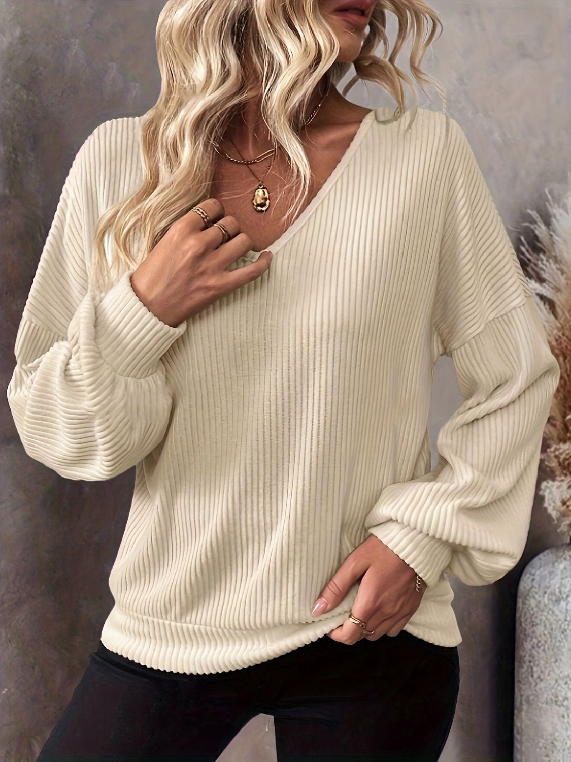 Bow Back Vneck Drop Shoulder T-Shirt