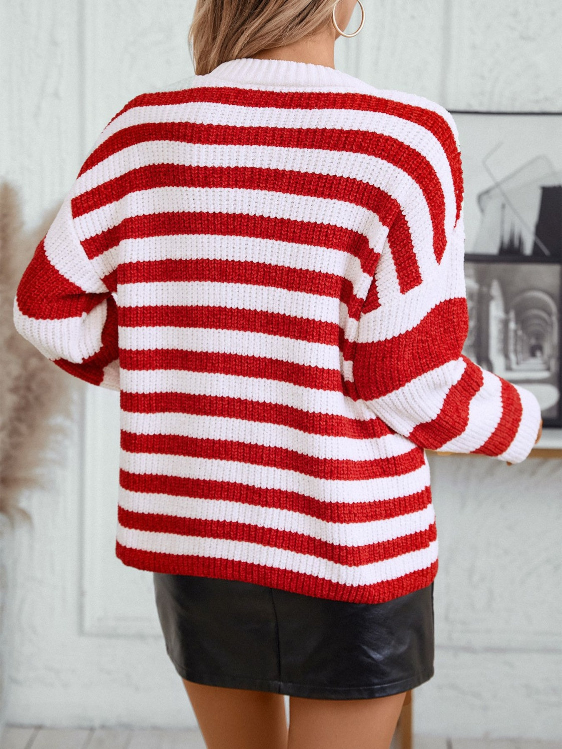 Red and White Striped Sweater
