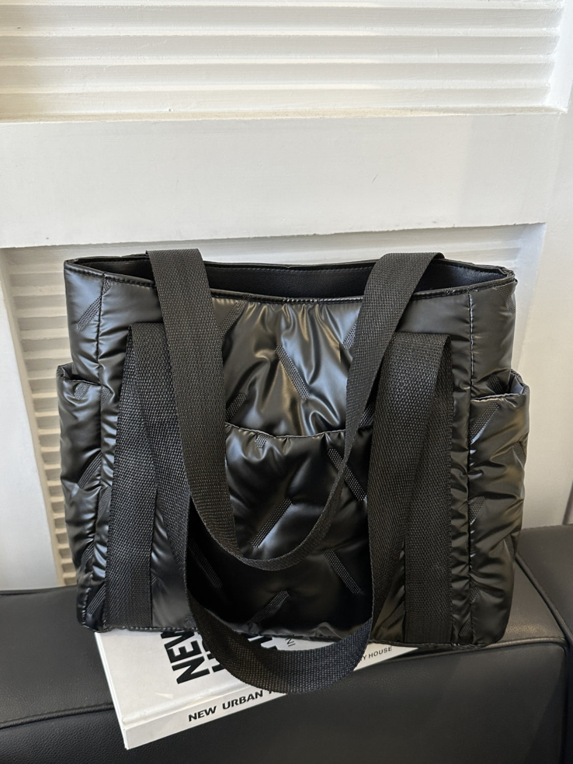 Puffer Tote Bag with Side Pockets