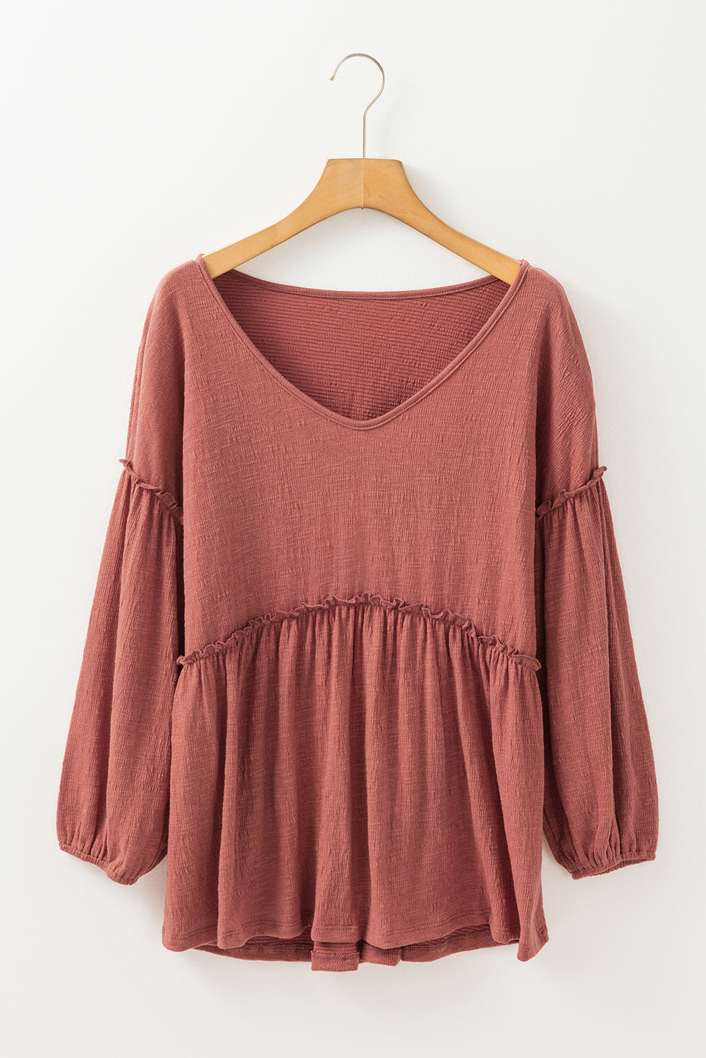 Vneck Babydoll Long Sleeve Blouse