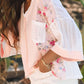 Floral V-Neck Three-Quarter Sleeve Blouse
