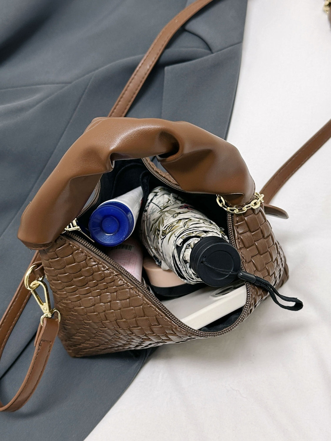 Faux Leather Woven Purse