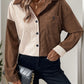 Perfee Pocketed Contrast Collared Neck Long Sleeve Shirt