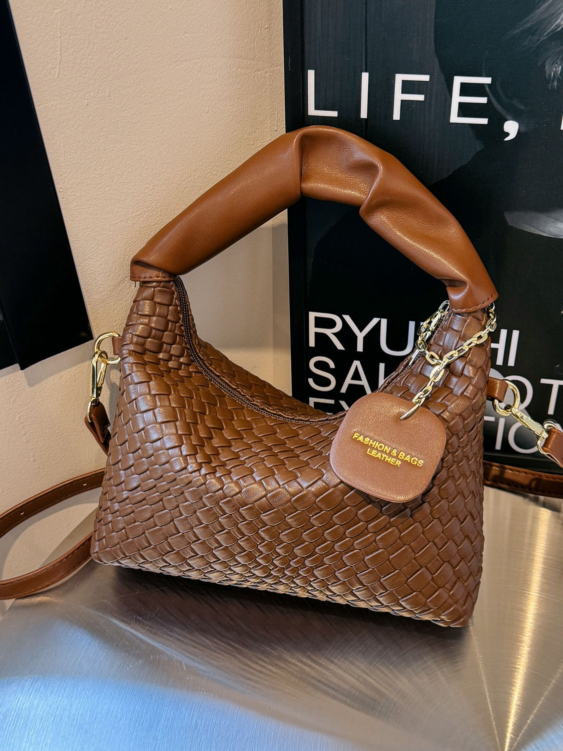 Faux Leather Woven Purse