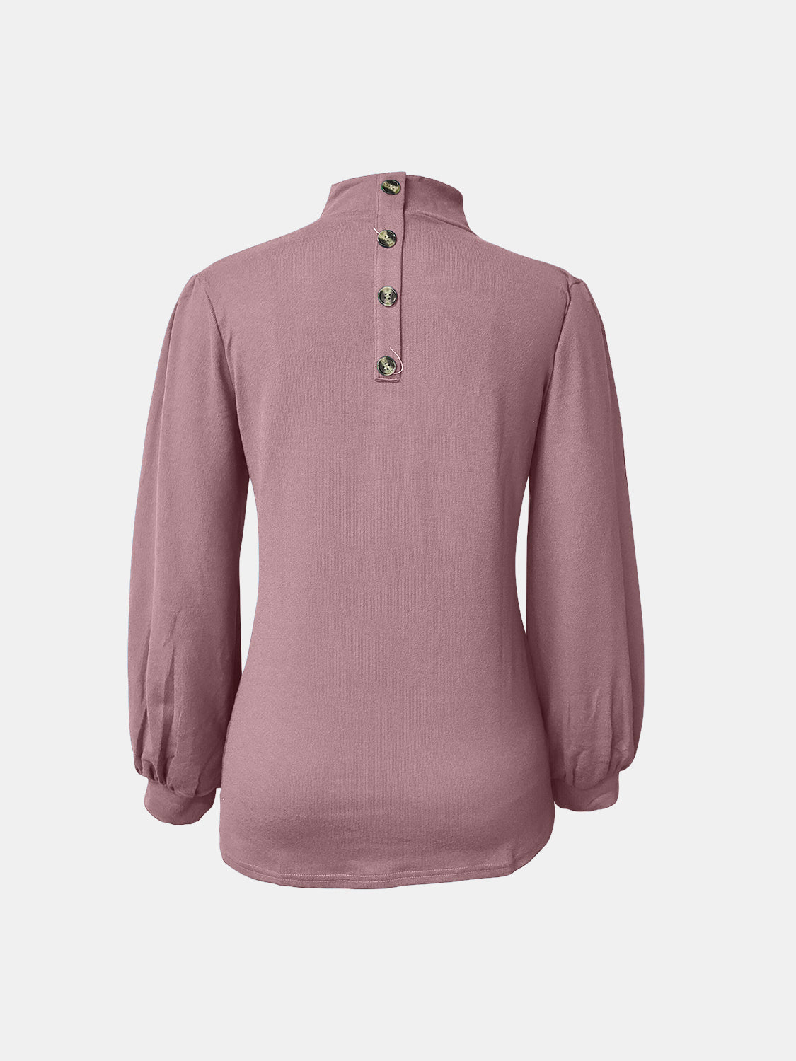 Turtleneck Button Long Sleeve Blouse