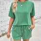 Ribbed Top and Drawstring Shorts Set
