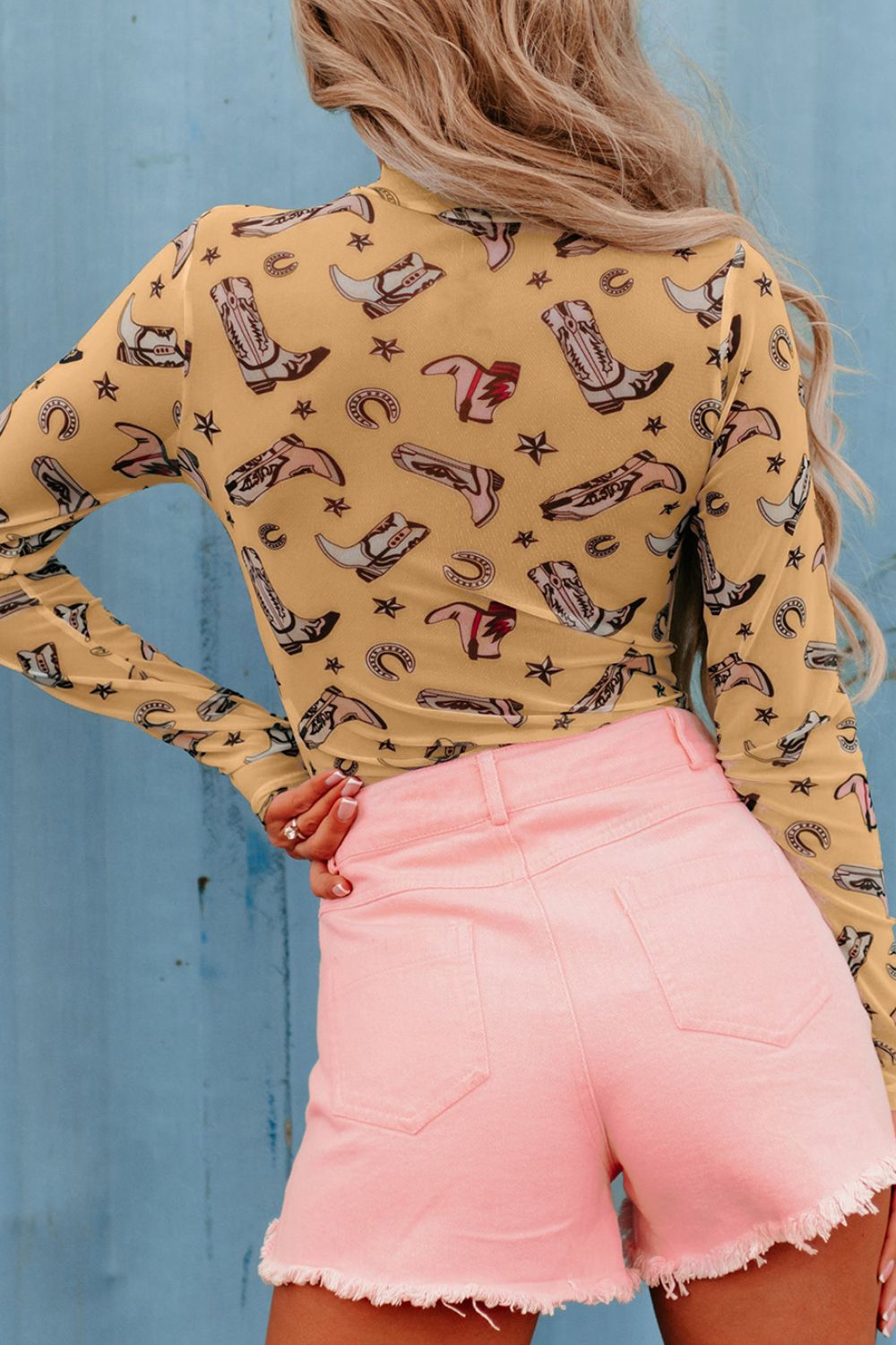 Country Cowgirl Sheer Long Sleeve Bodysuit