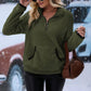 Half Zip Long Sleeve Fleece Lined Sweatshirt