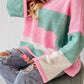 Colorblock Round Neck Drop Shoulder Sweater
