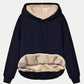 Drawstring Long Sleeve Hoodie with Fleece Lining