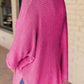 Waffleknit Side Slit Vneck Long Sleeve Top