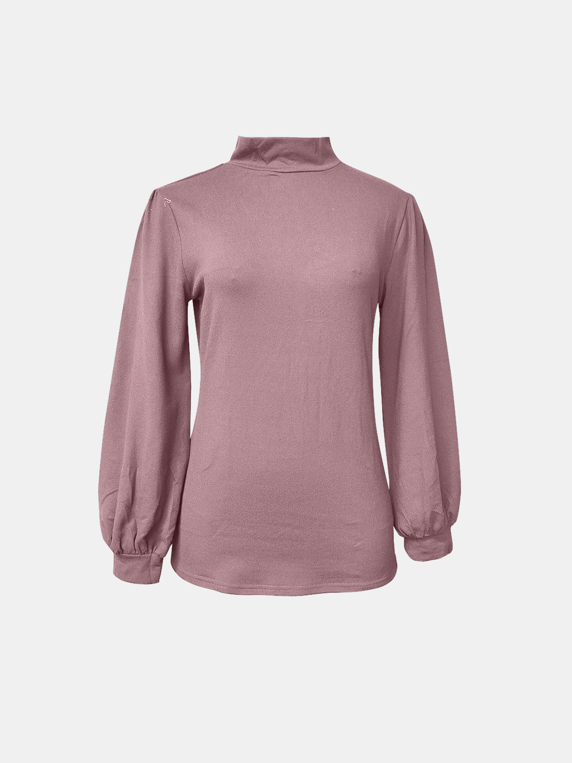 Turtleneck Button Long Sleeve Blouse