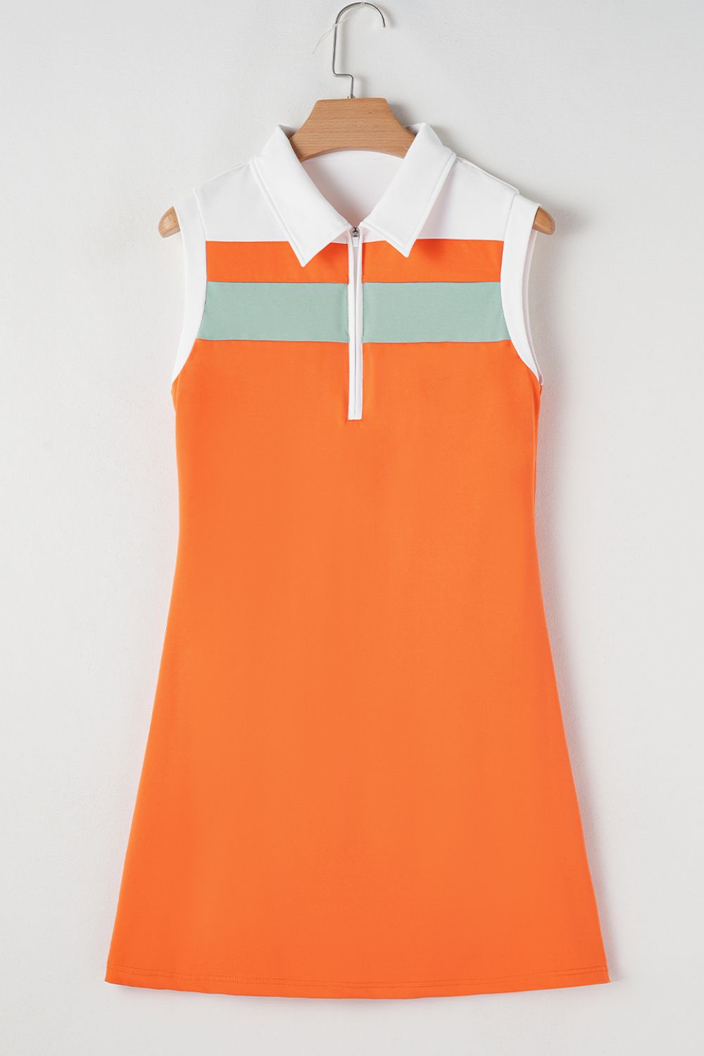 Quarter Zip Collared Neck Sleeveless Dress