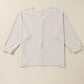 Waffleknit Side Slit Vneck Long Sleeve Top