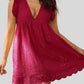 *App Exclusive* Ruffled Eyelet Deep V Dress