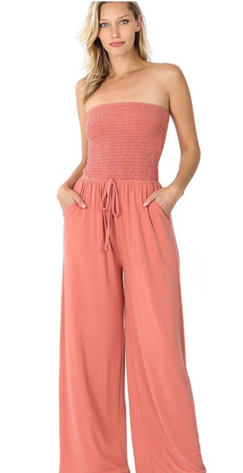 Smocked Romper Pants Suit