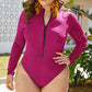 *App Exclusive* Zip Up Long Sleeve On Piece Swimsuit