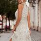 *App Exclusive* Floral Frill Trim Keyhole Sleeveless Dress