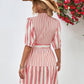 *APP EXCLUSIVE* Striped Half Sleeve Tie Waist Mini Dress