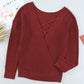 *App Exclusive* Crisscross Open Back Waffleknit Sweater