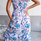 Floral Tie Shoulder Smocked Midi Dress