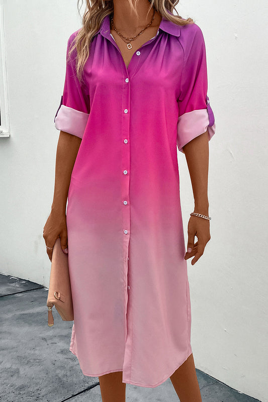 *APP EXCLUSIVE* Ombre Long Sleeve Shirt Dress