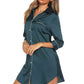 *APP EXCLUSIVE*  Button Up Collared Neck Night Dress with Pocket