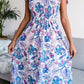 Floral Tie Shoulder Smocked Midi Dress