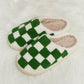 *APP EXCLUSIVE* Checkered Print Plush Slide Slippers