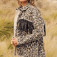 *APP EXCLUSIVE* Leopard Fringe Detail Collared Neck Denim Jacket