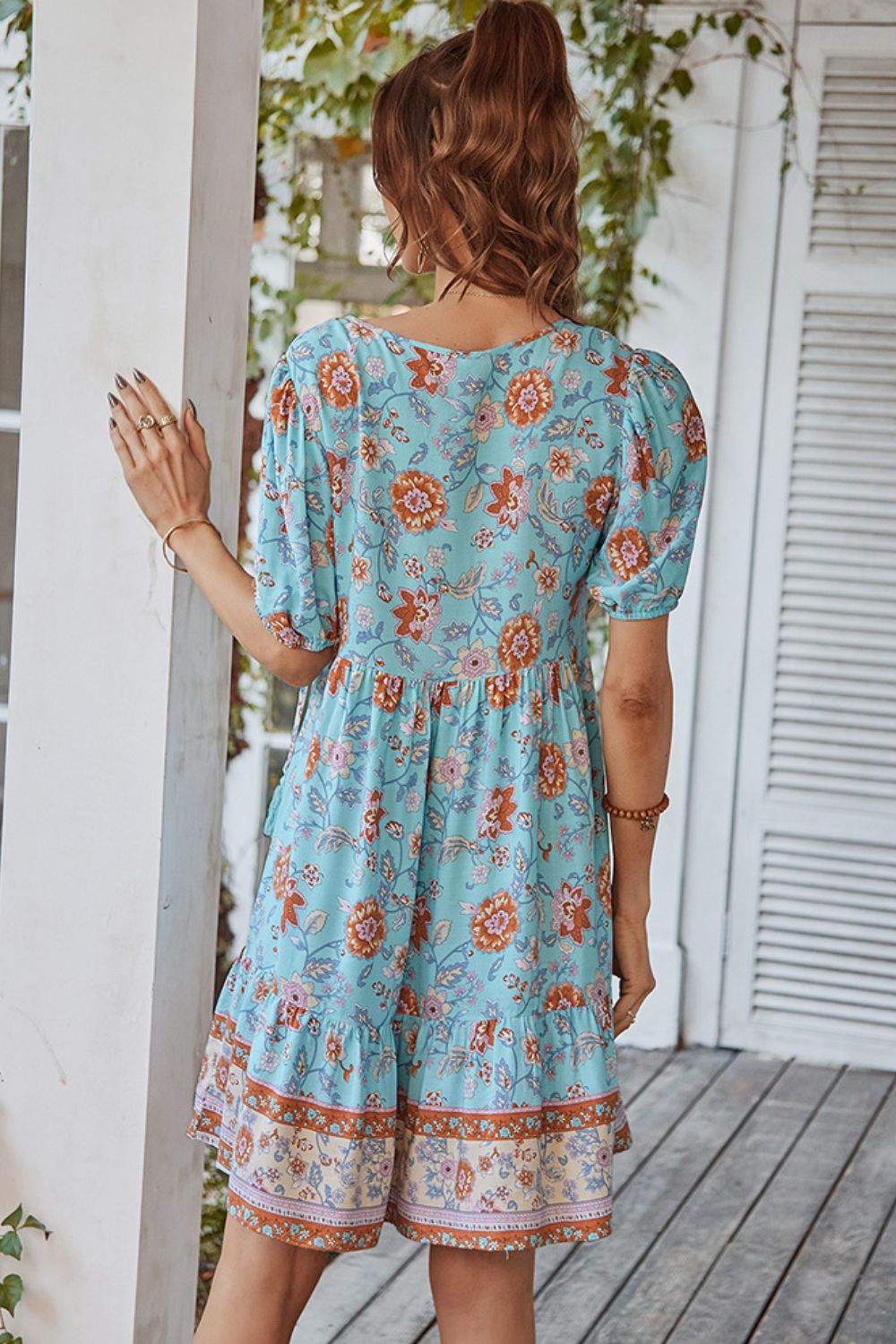 *APP EXCLUSIVE* Tie Neck Short Sleeve Mini Dress