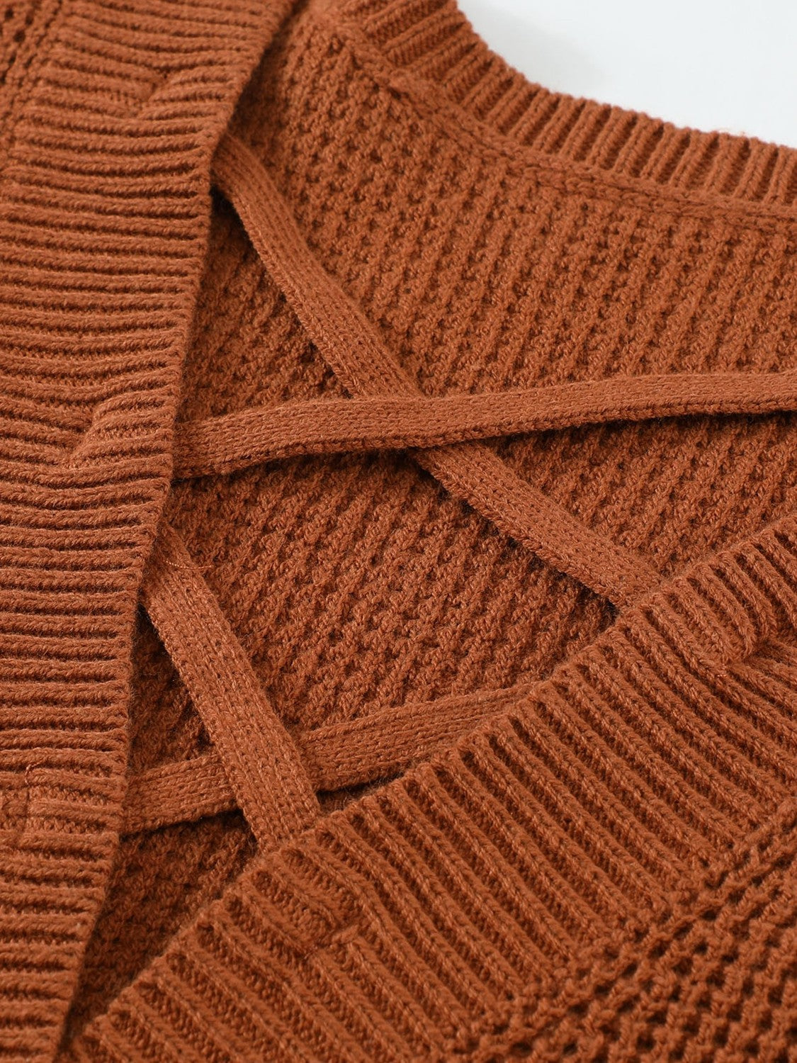 *App Exclusive* Crisscross Open Back Waffleknit Sweater