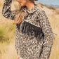 *APP EXCLUSIVE* Leopard Fringe Detail Collared Neck Denim Jacket