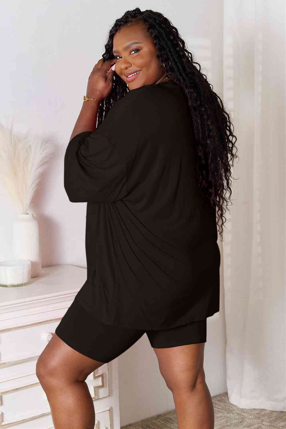 *APP EXCLUSIVE*x Soft Rayon Three-Quarter Sleeve Top and Shorts Set