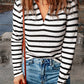 * APP EXCLUSIVE* Striped Collar Long Sleeve Knit Top