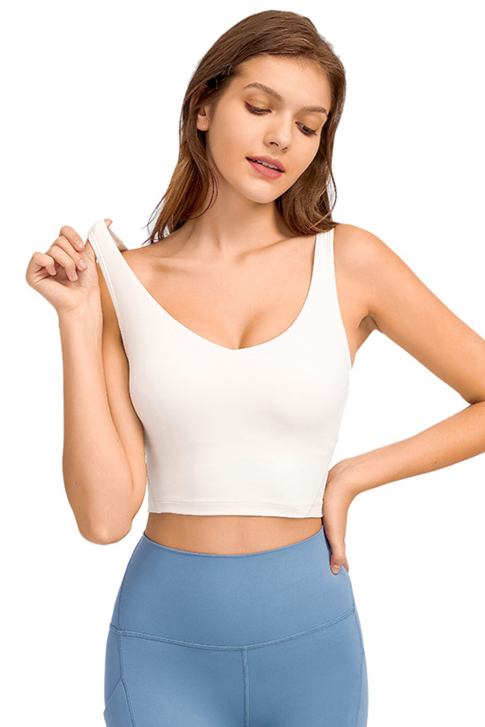 *APP EXCLUSIVE* Deep Vneck Crop Sports Bra