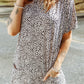 Animal Print Round Neck Tunic Tee with Pockets